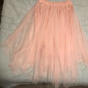 Asymmetrical Hemmed Tulle Skirt
